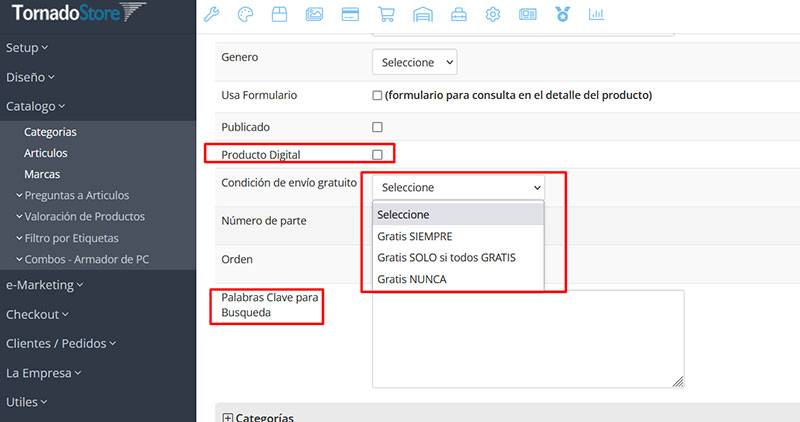 TornadoStore - Sabias que puedes marcar productos como Envío Gratuito?