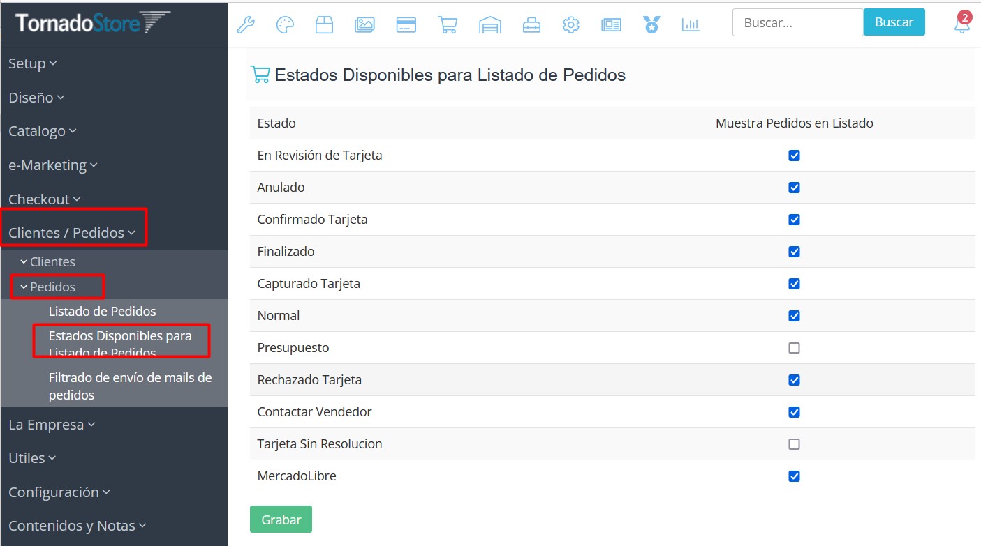 Estados de que pedidos MOSTRAR en MI CUENTA