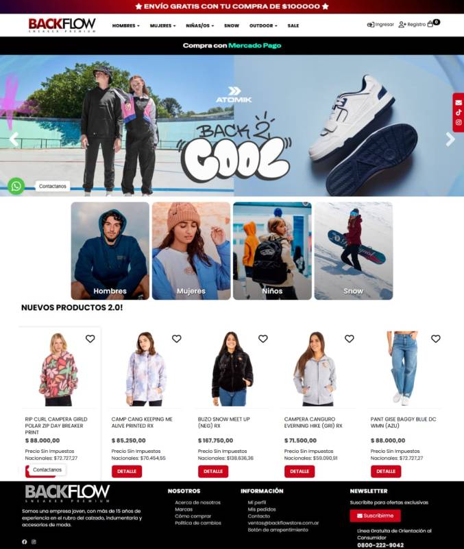 Rediseño eCommerce Backflow