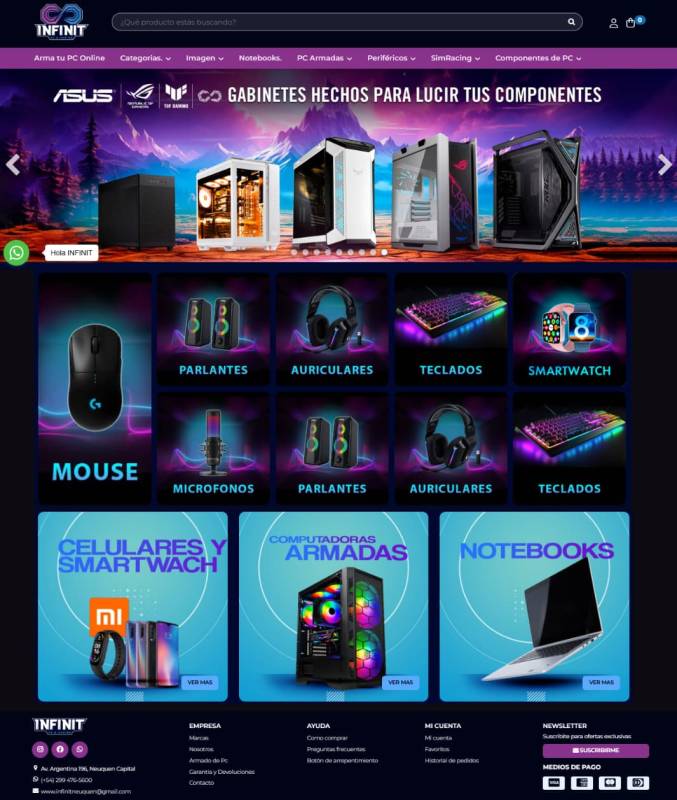 Rediseño de la tienda online minorista Infinit PC & Gaming