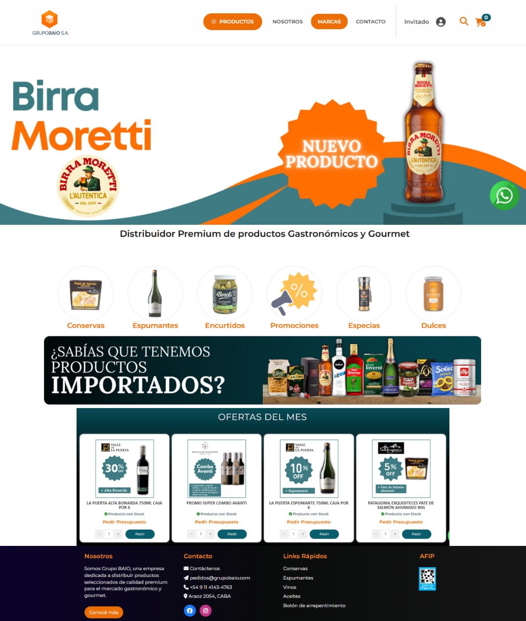 Gestór de pedidos distribuidor Grupo BAIO S.A.